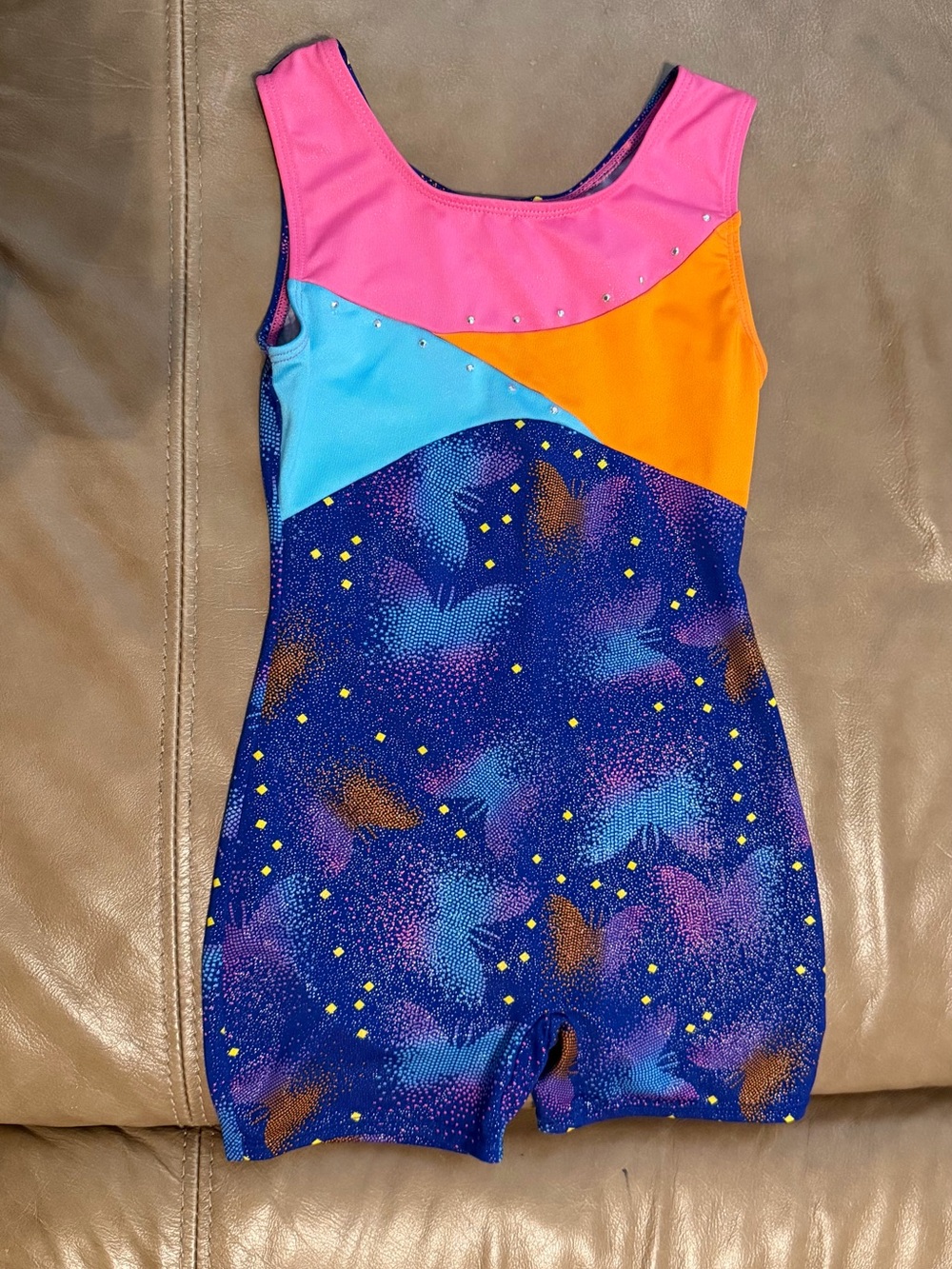 GK Girls Colorblock One-Piece Swim - Pink, Orange, Blue